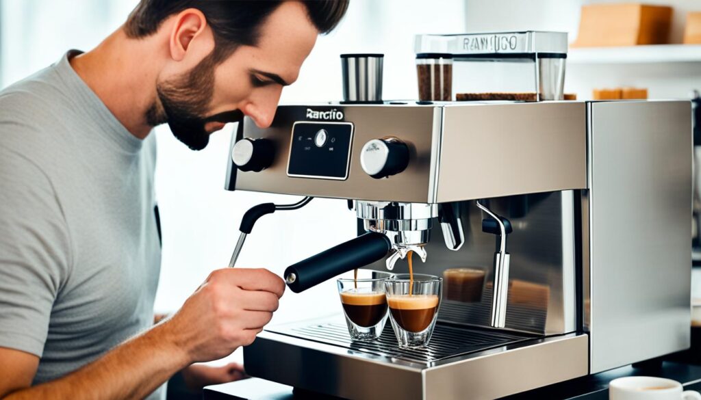 Home barista pulling espresso shot